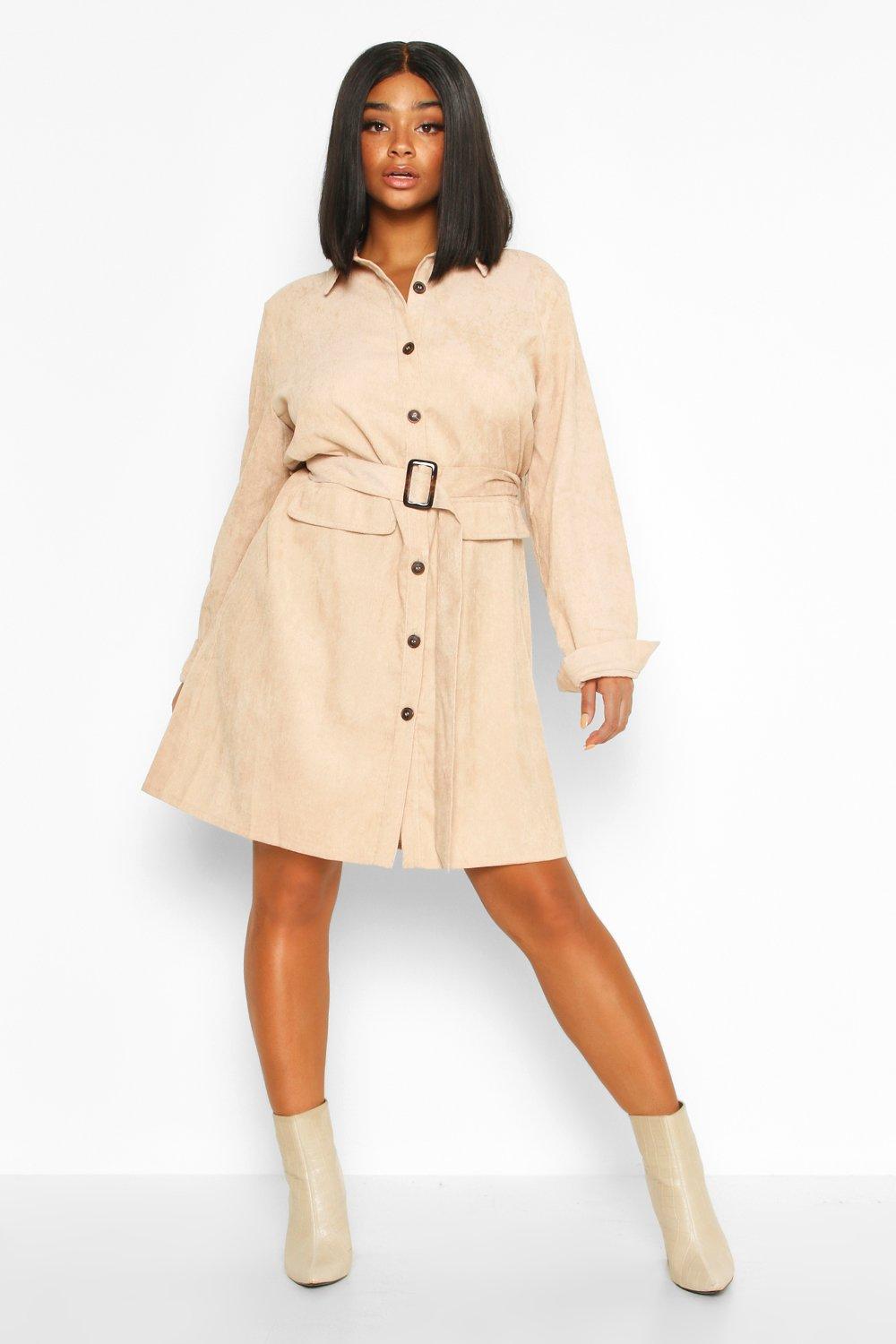 

Plus Baby Cord Utility Pocket Shirt Dress, Blush
