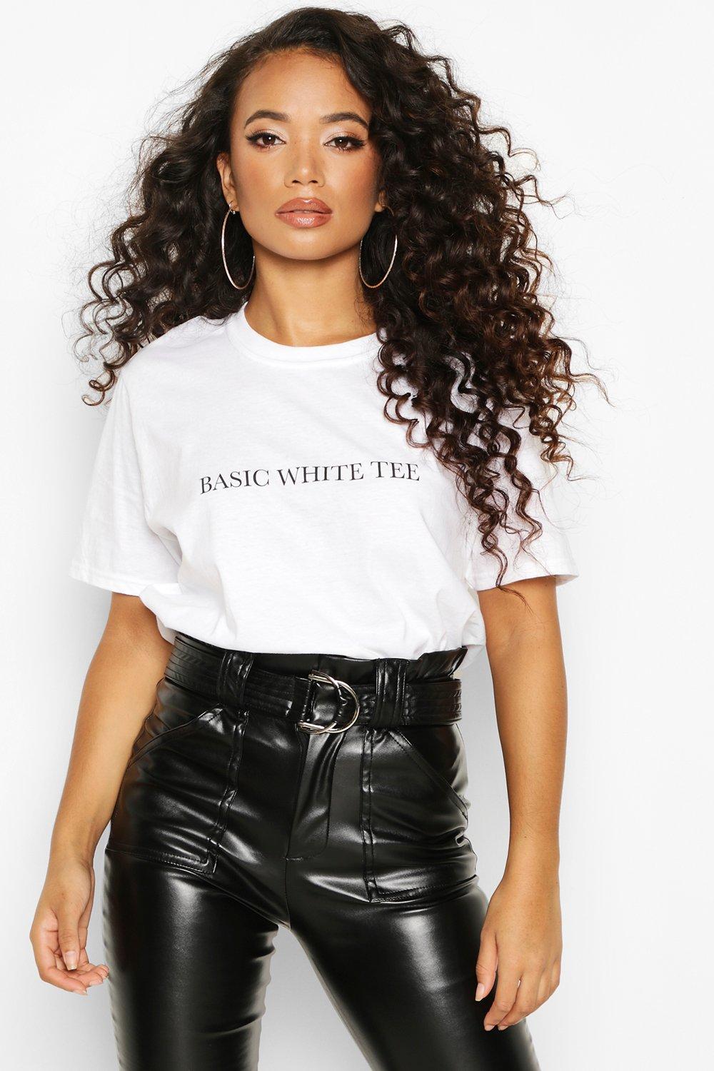 

Petite 'Basic White Tee' Slogan T-Shirt