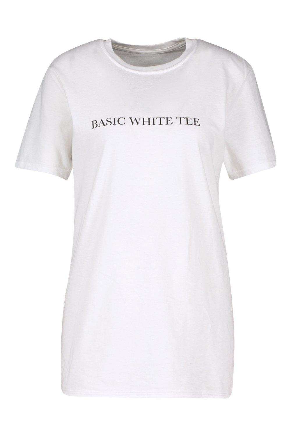 white slogan tee