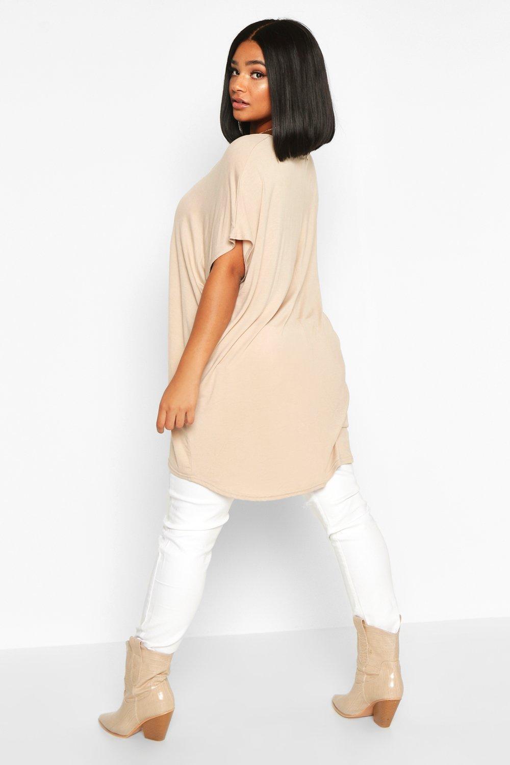 

Plus Basic Oversize Dip Hem T-Shirt, White