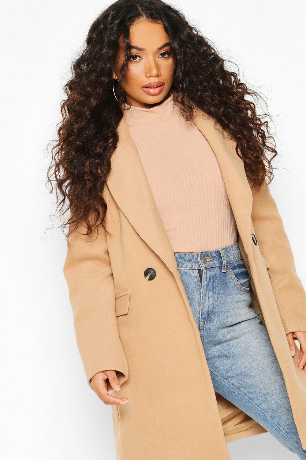 

Petite Tailored Double Breasted Wool Look Coat, Camel