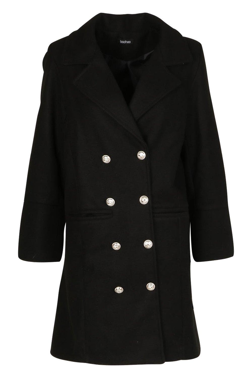 

Petite Military Wool Look Double Breasted Coat, Black