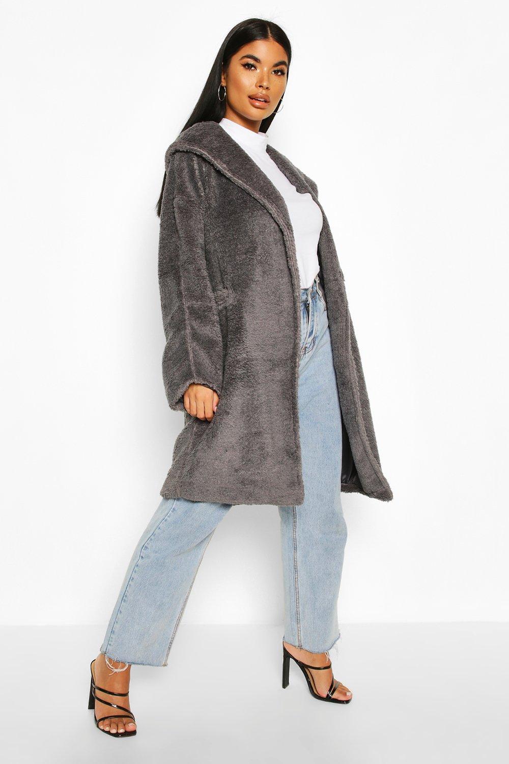 oversized hooded teddy coat