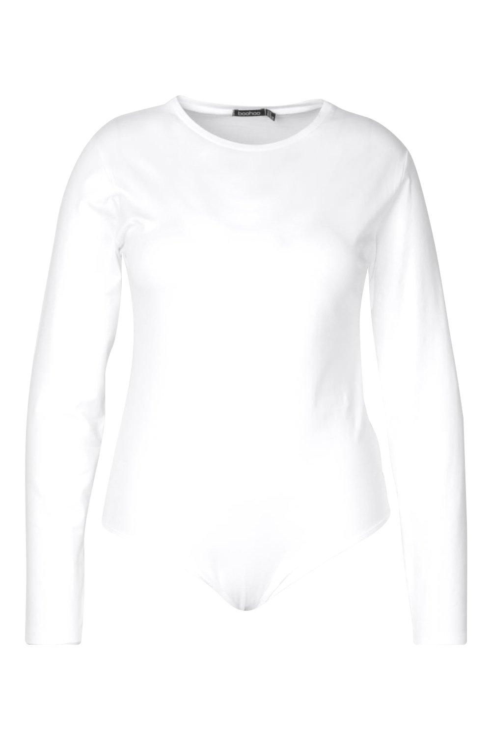 

Plus Basic Round Neck Longsleeve Bodysuit, White