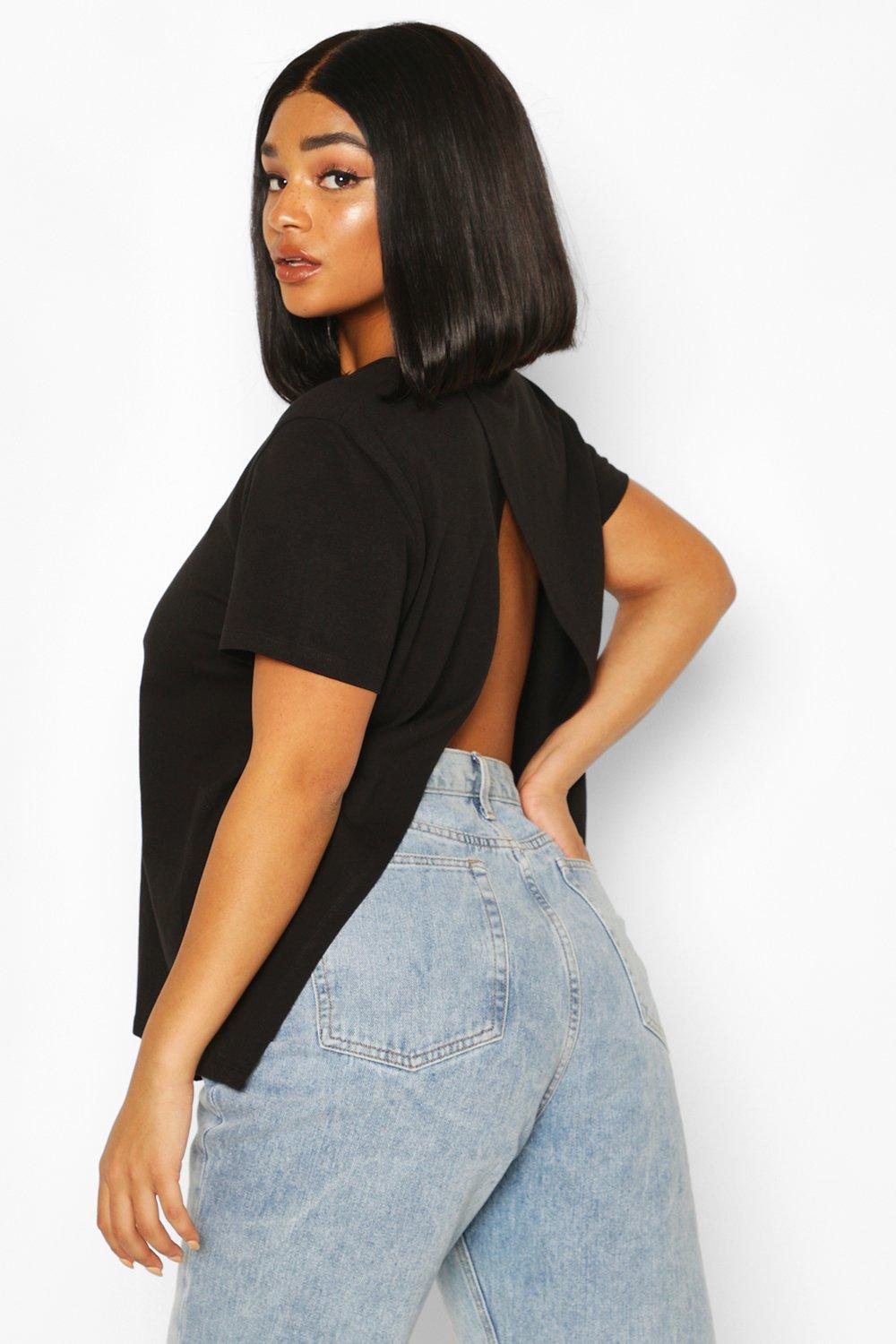 

Plus Open Split Back T-Shirt, Black
