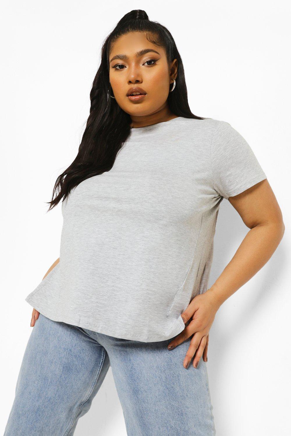 

Plus Open Split Back T-Shirt, Silver
