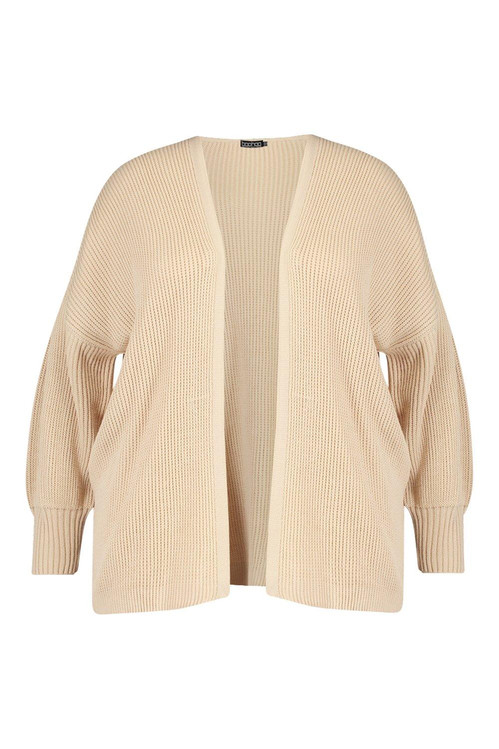 

Plus Bell Sleeve Knitted Cardigan, Stone