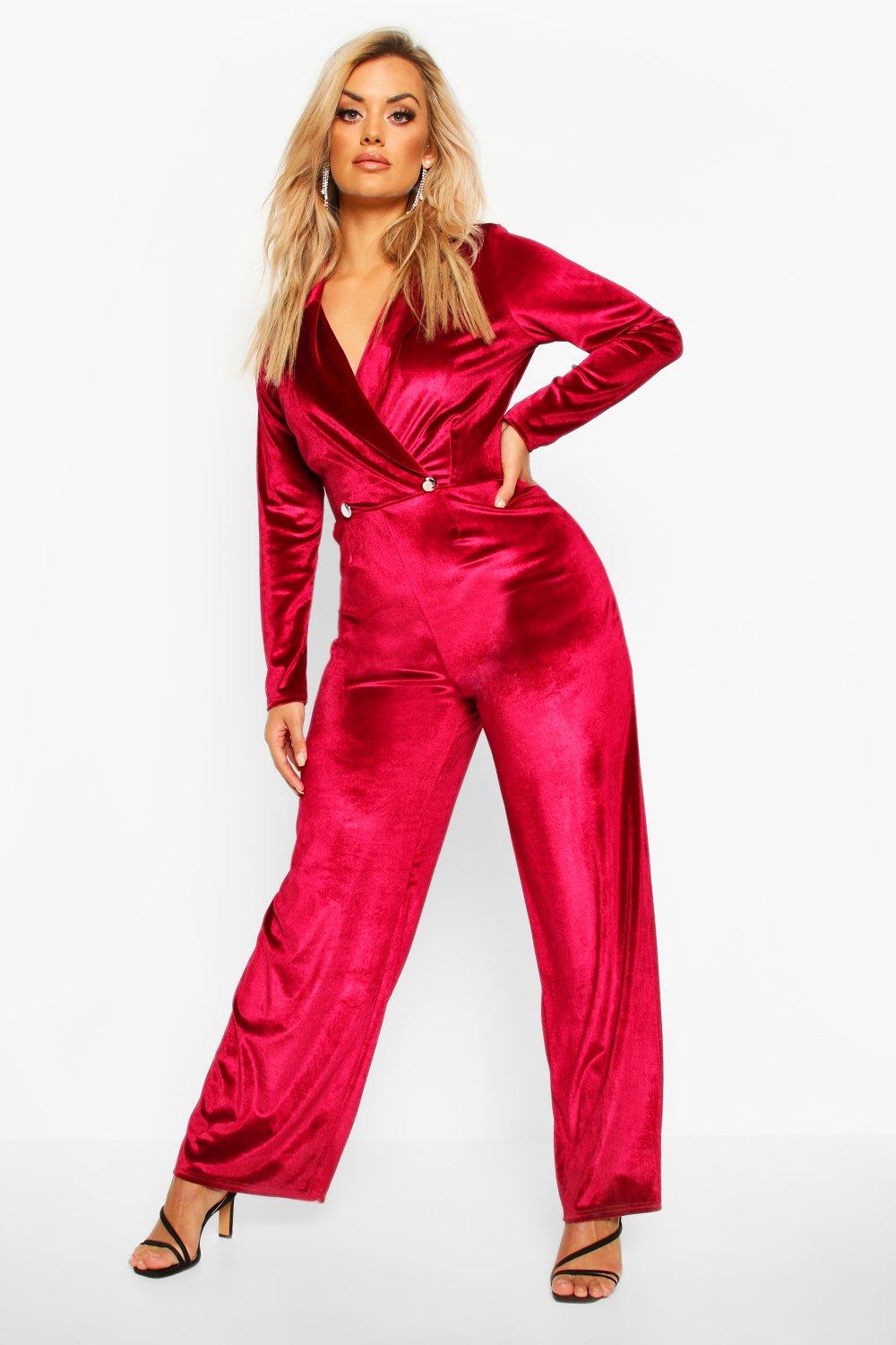 velvet jumpsuit boohoo