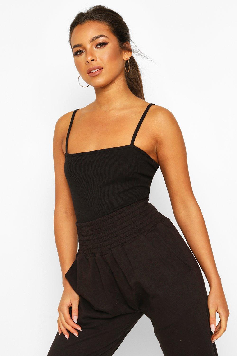 black square neck bodysuit