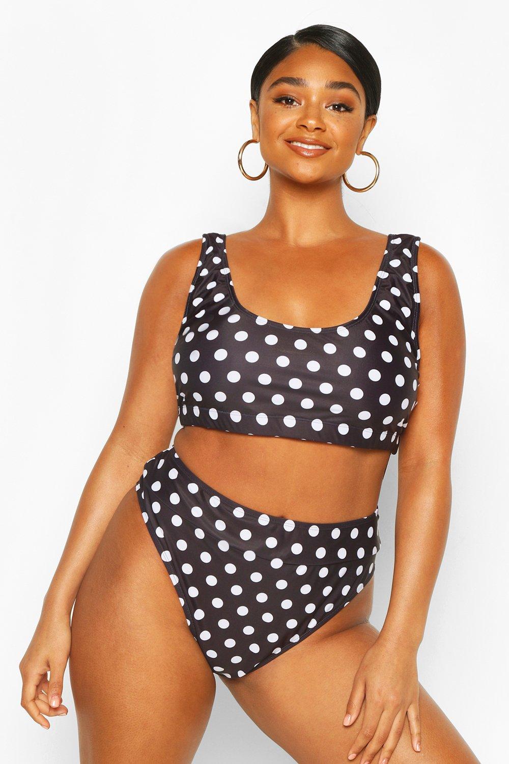 black polka dot high waisted bikini