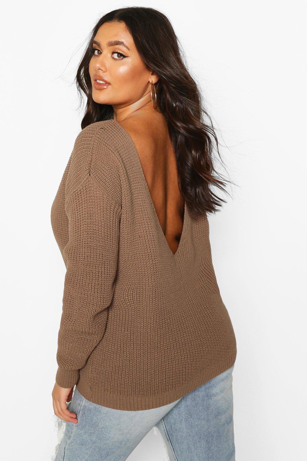 

Plus V-Back Oversized Jumper, Mocha