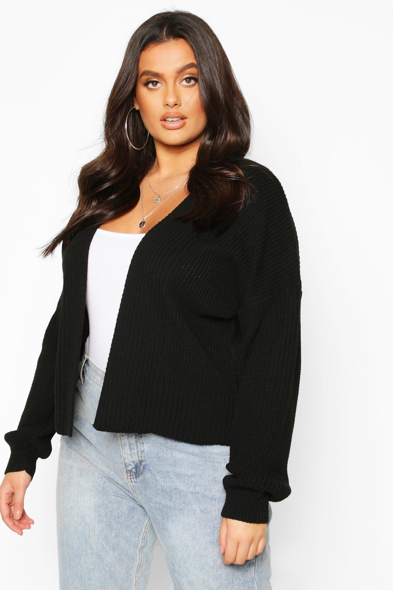 

Plus Cropped Cardigan, Black