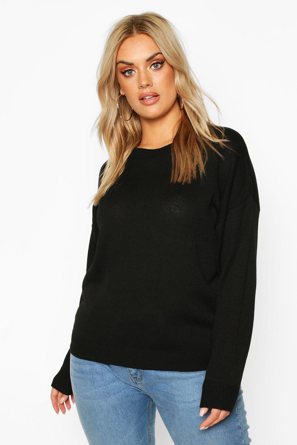 

Plus Boxy Crew Neck Jumper, Black