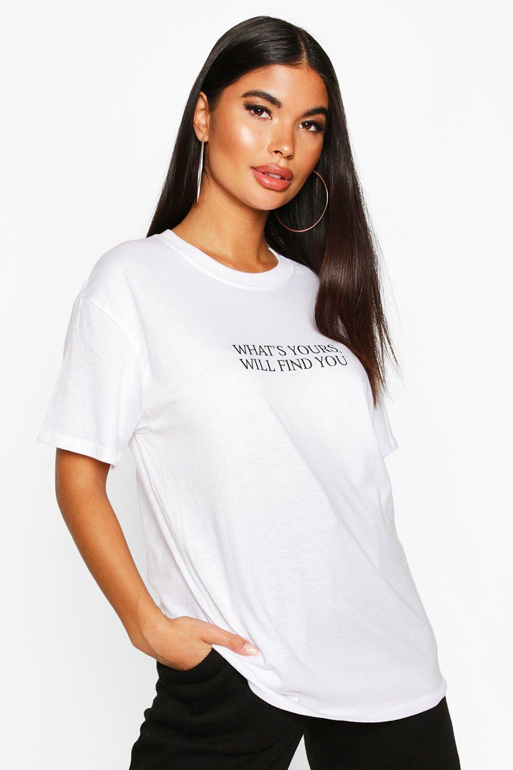 

Petite 'What's Yours' Slogan T-Shirt, White