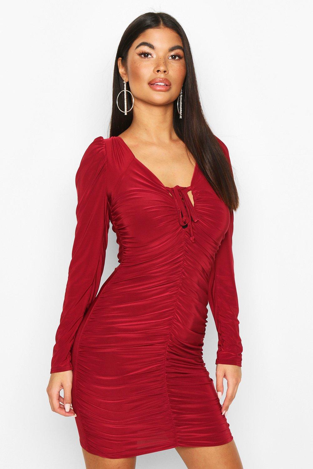 slinky ruched mini dress