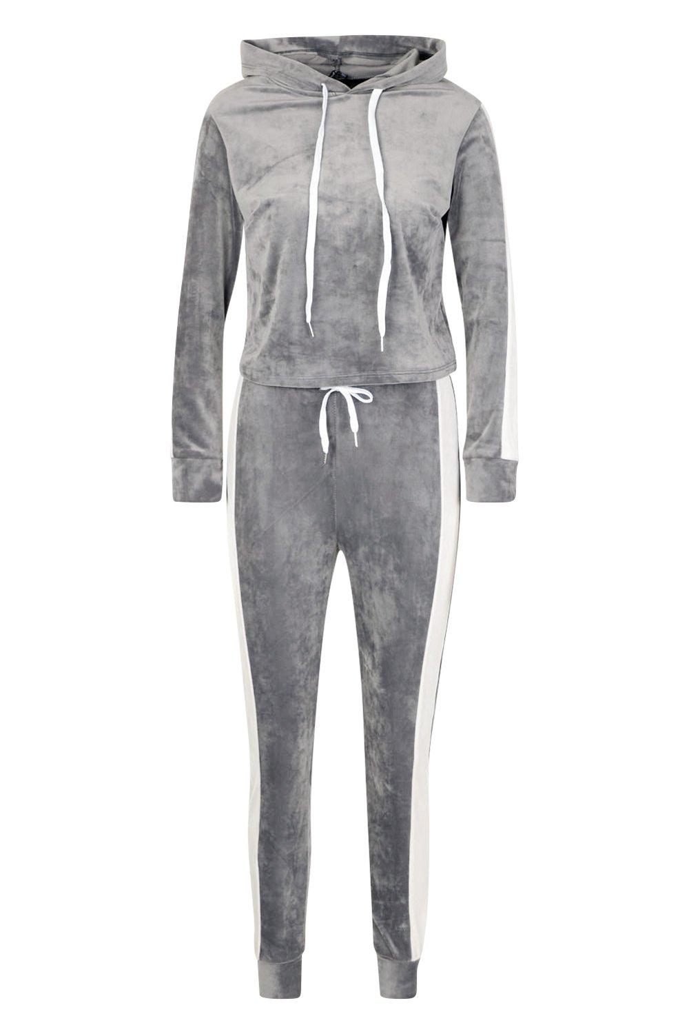 Petite evapora Sport Stripe Velour Tracksuit