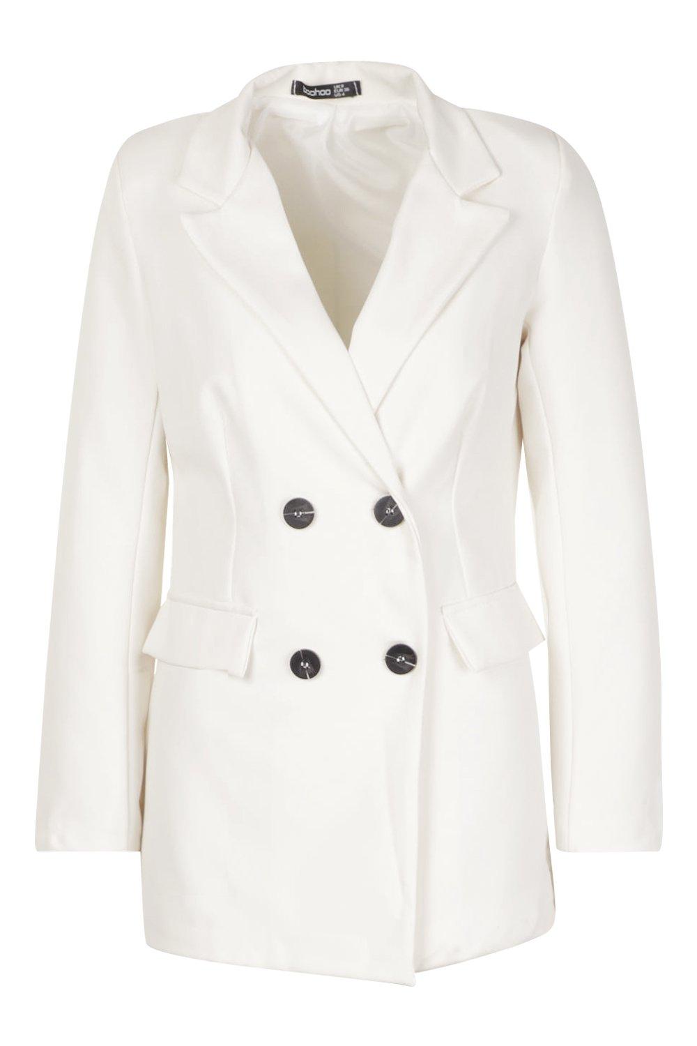 

Petite Longline Double Breasted Blazer, Ivory