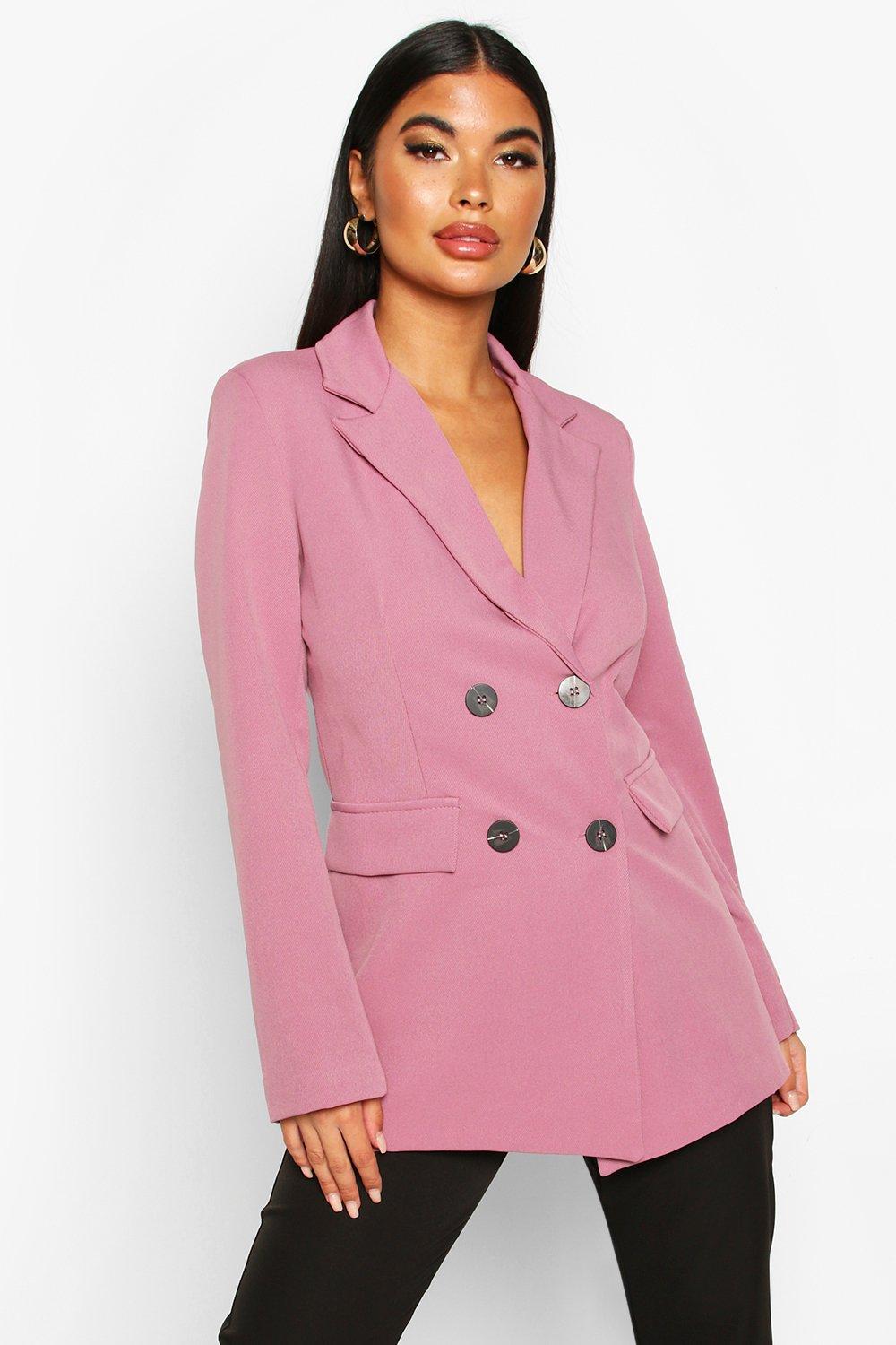 

Petite Longline Double Breasted Blazer, Pink