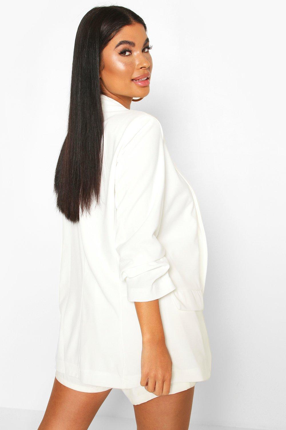 

Petite Ruched Sleeve Blazer, Ivory