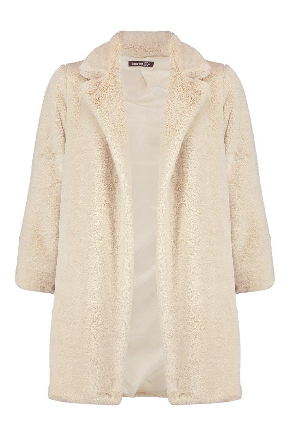 

Petite Luxe Faux Fur Coat, Cream