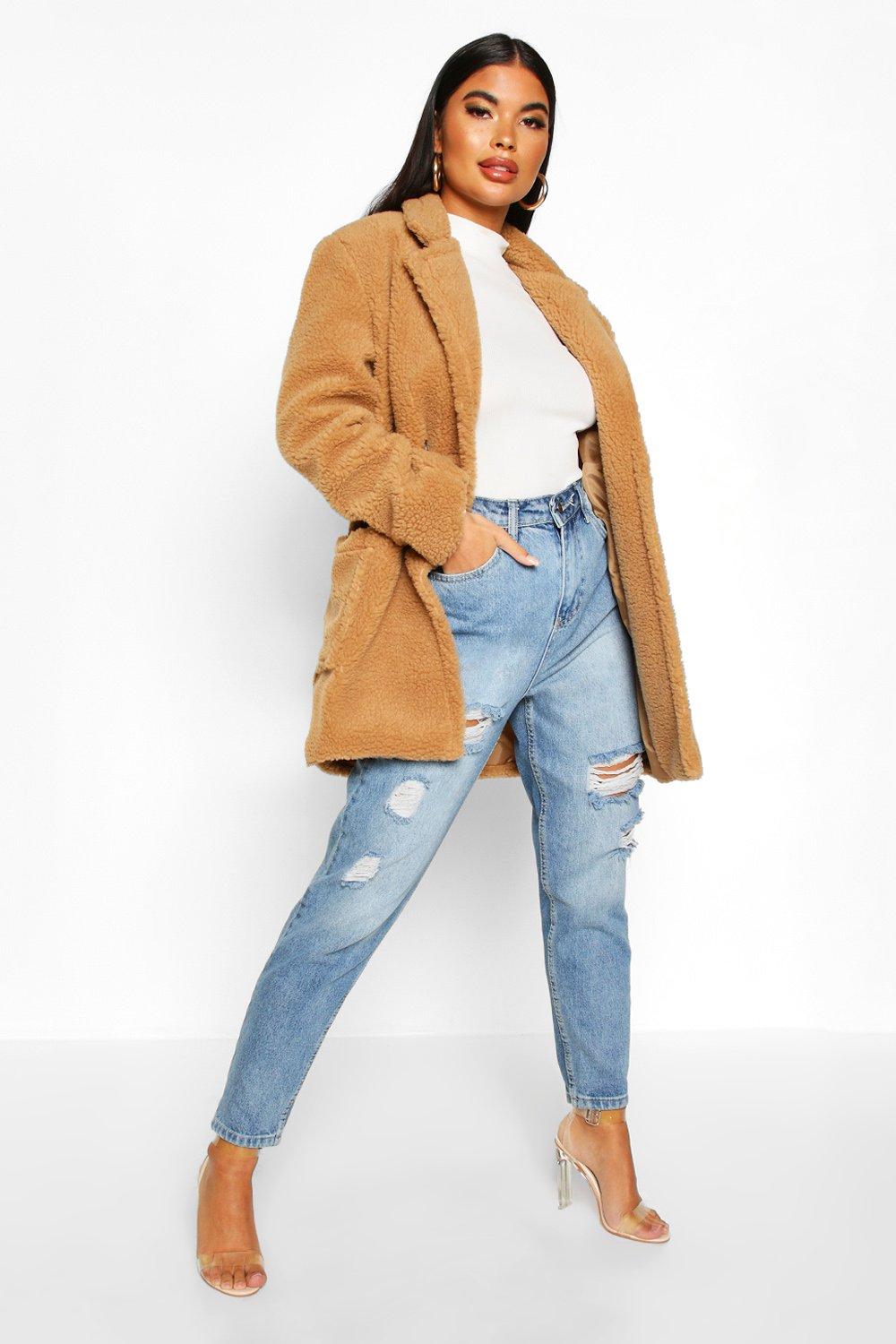 

Petite Double Breasted Teddy Coat, Ivory