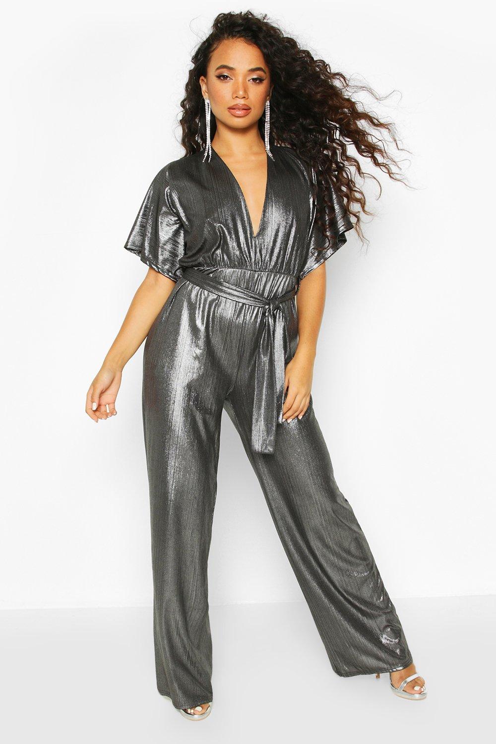 boohoo silver jumpsuit