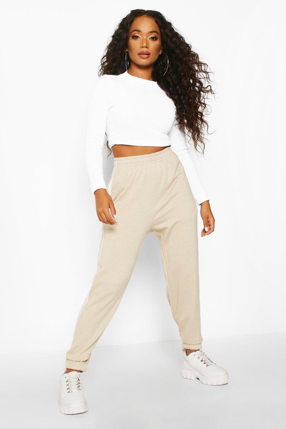 petite side stripe trousers