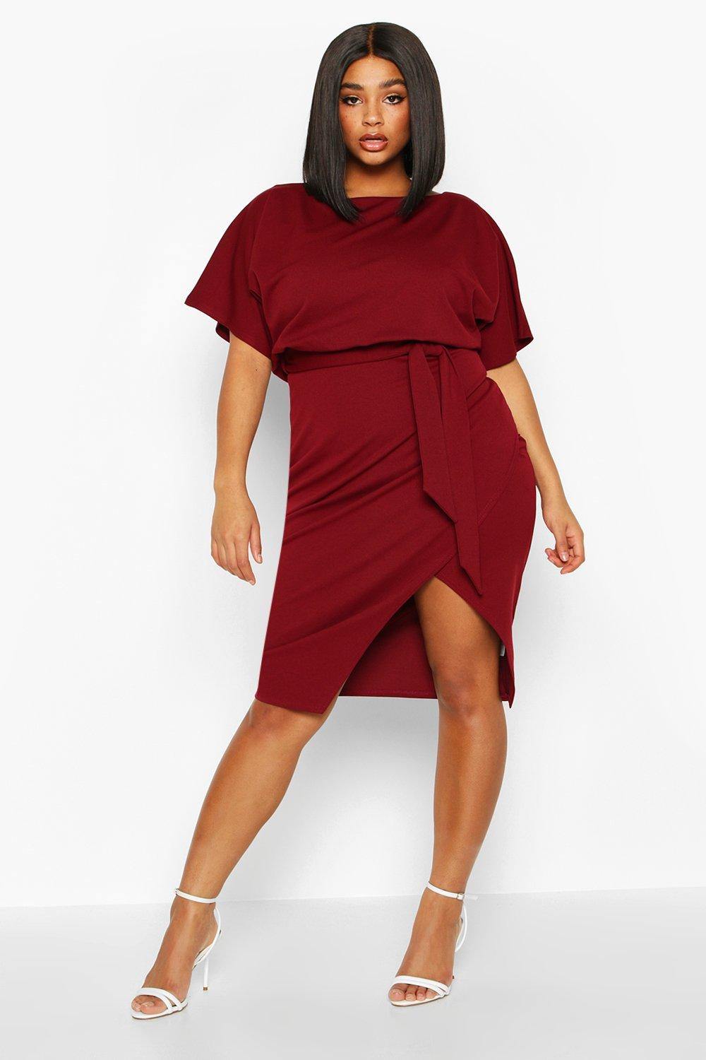 boohoo double layer midi dress