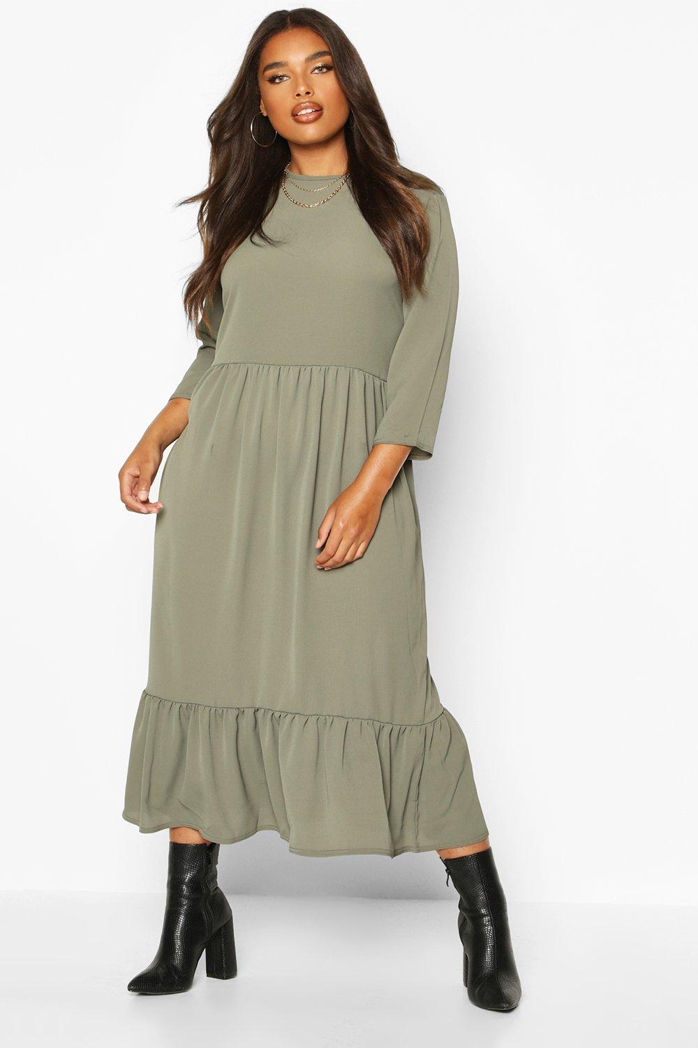 ruffle tiered midi dress