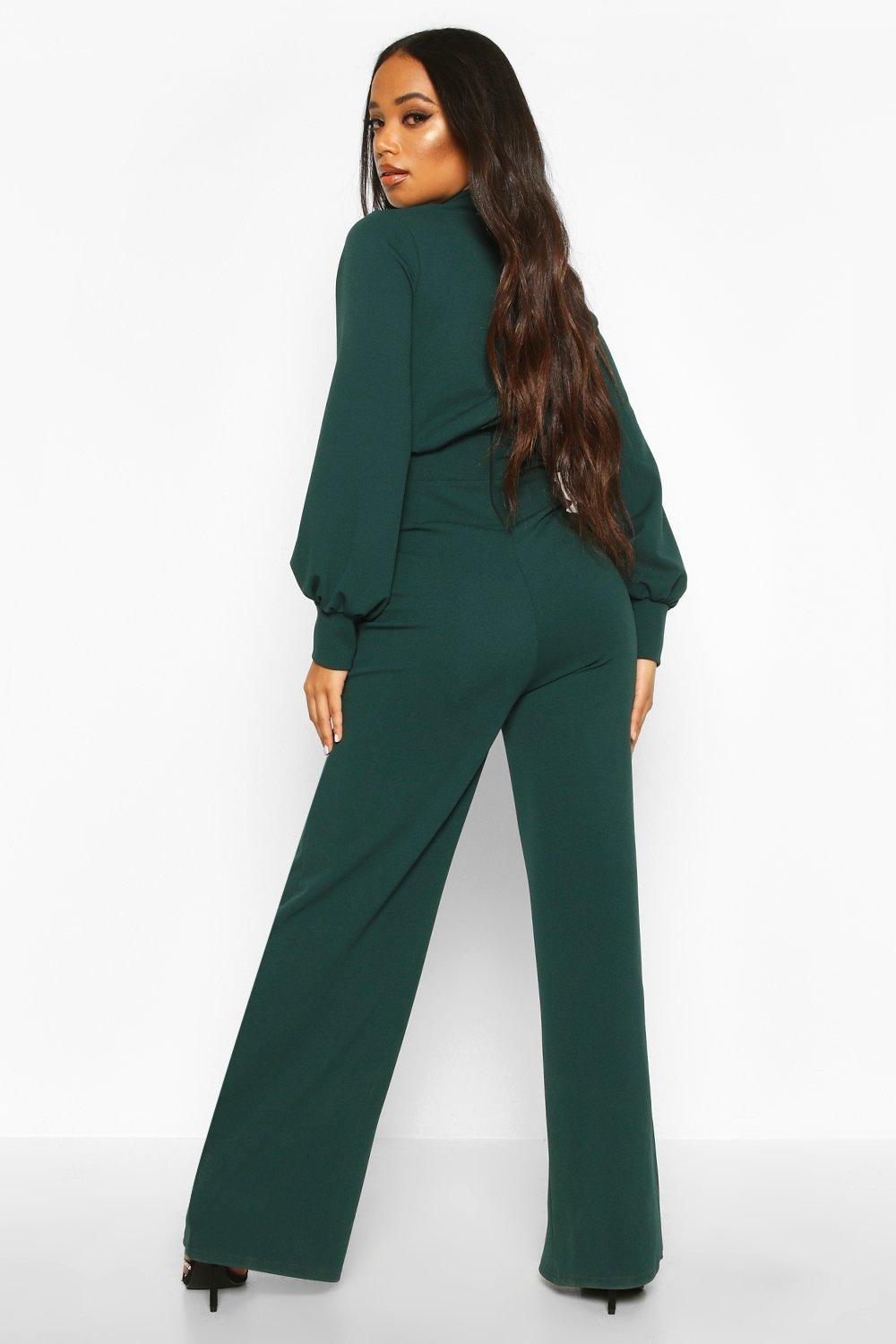 green jumpsuit wide leg