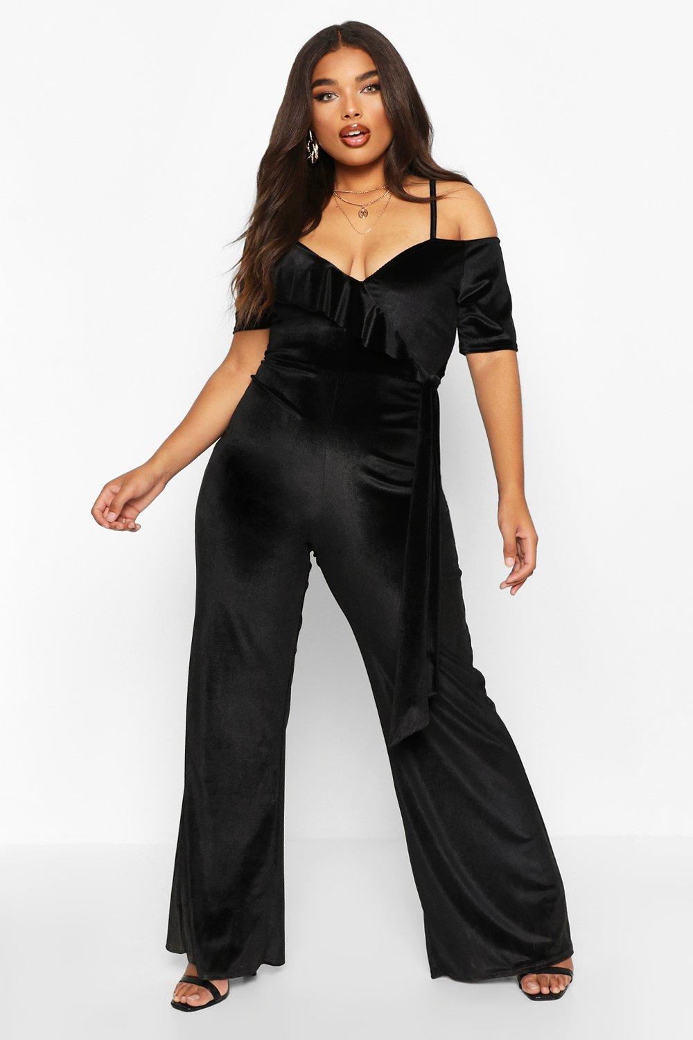 boohoo cold shoulder jumpsuit