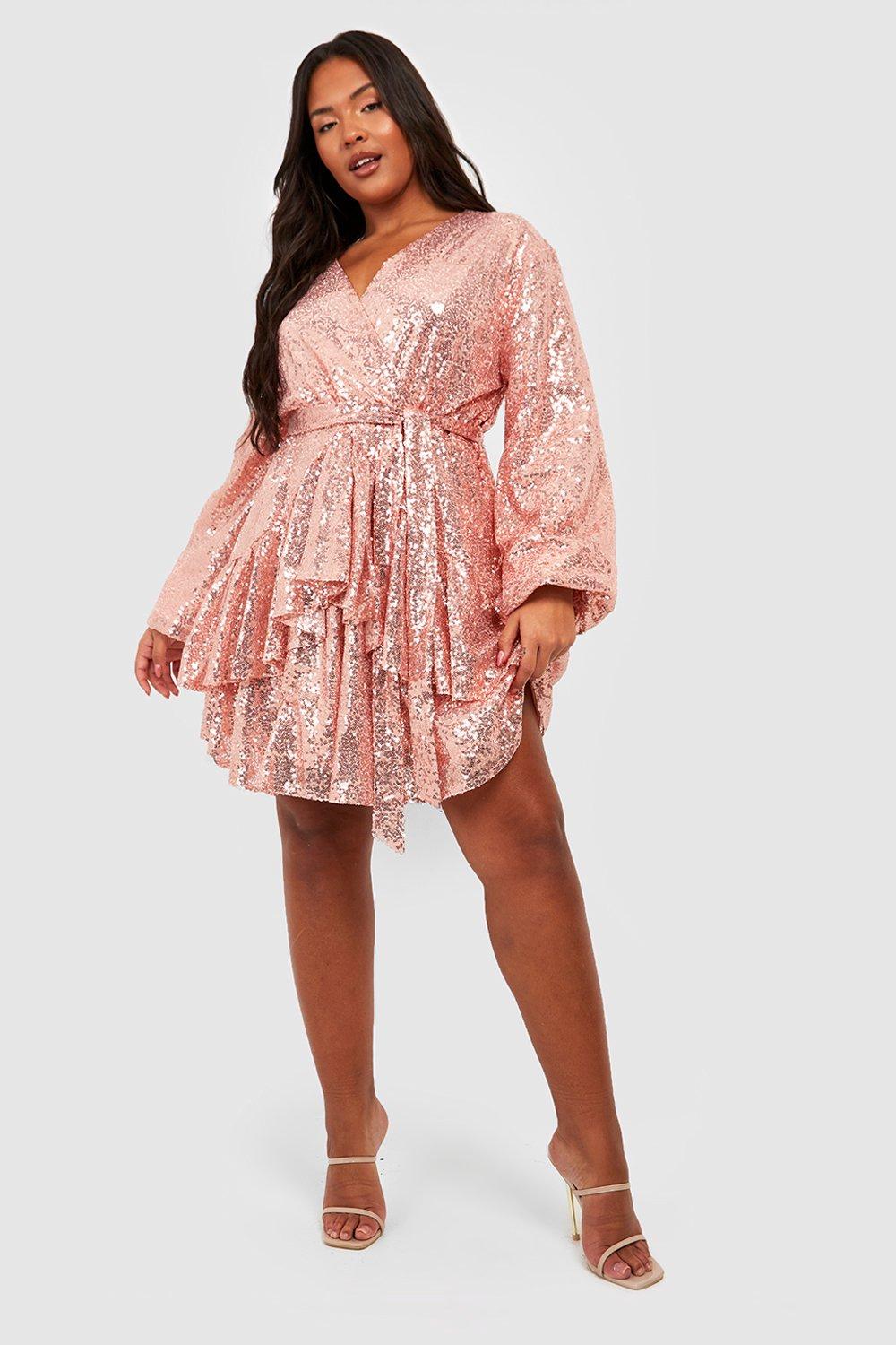 rose gold sequin skater dress