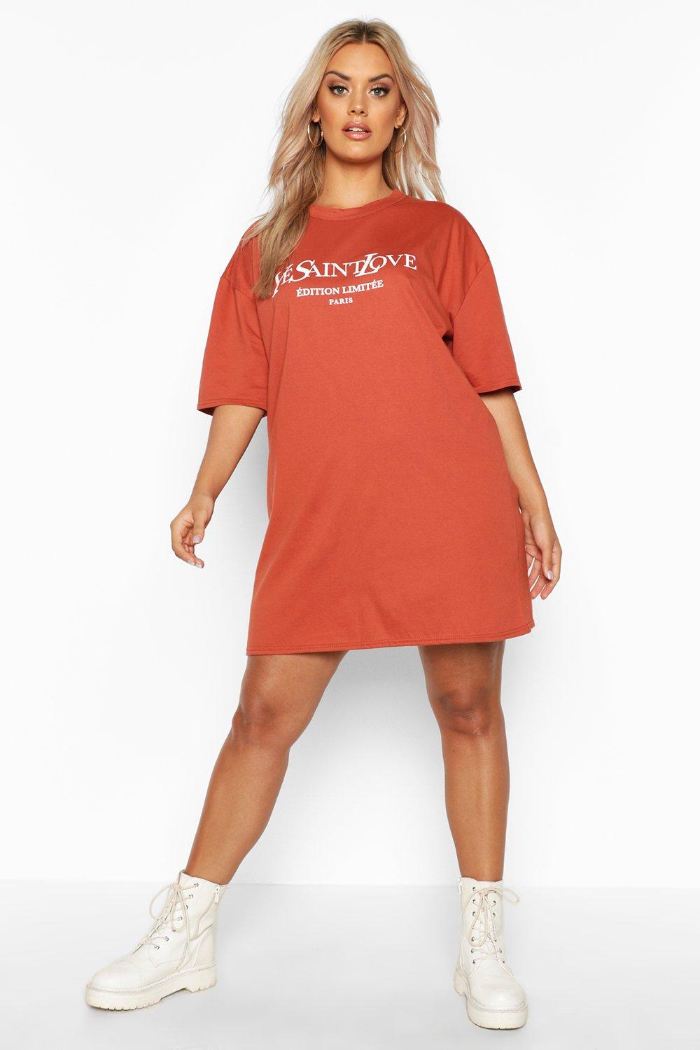 oversized slogan t shirt dress