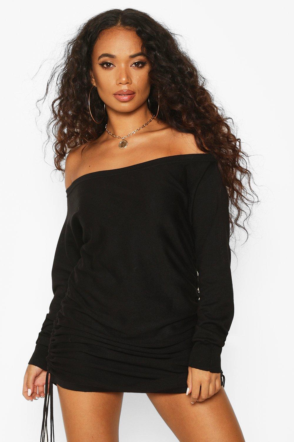 ruched side jumper dress
