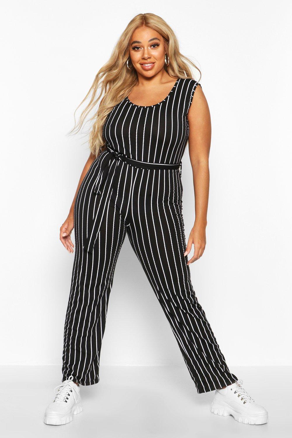 boohoo pinstripe jumpsuit