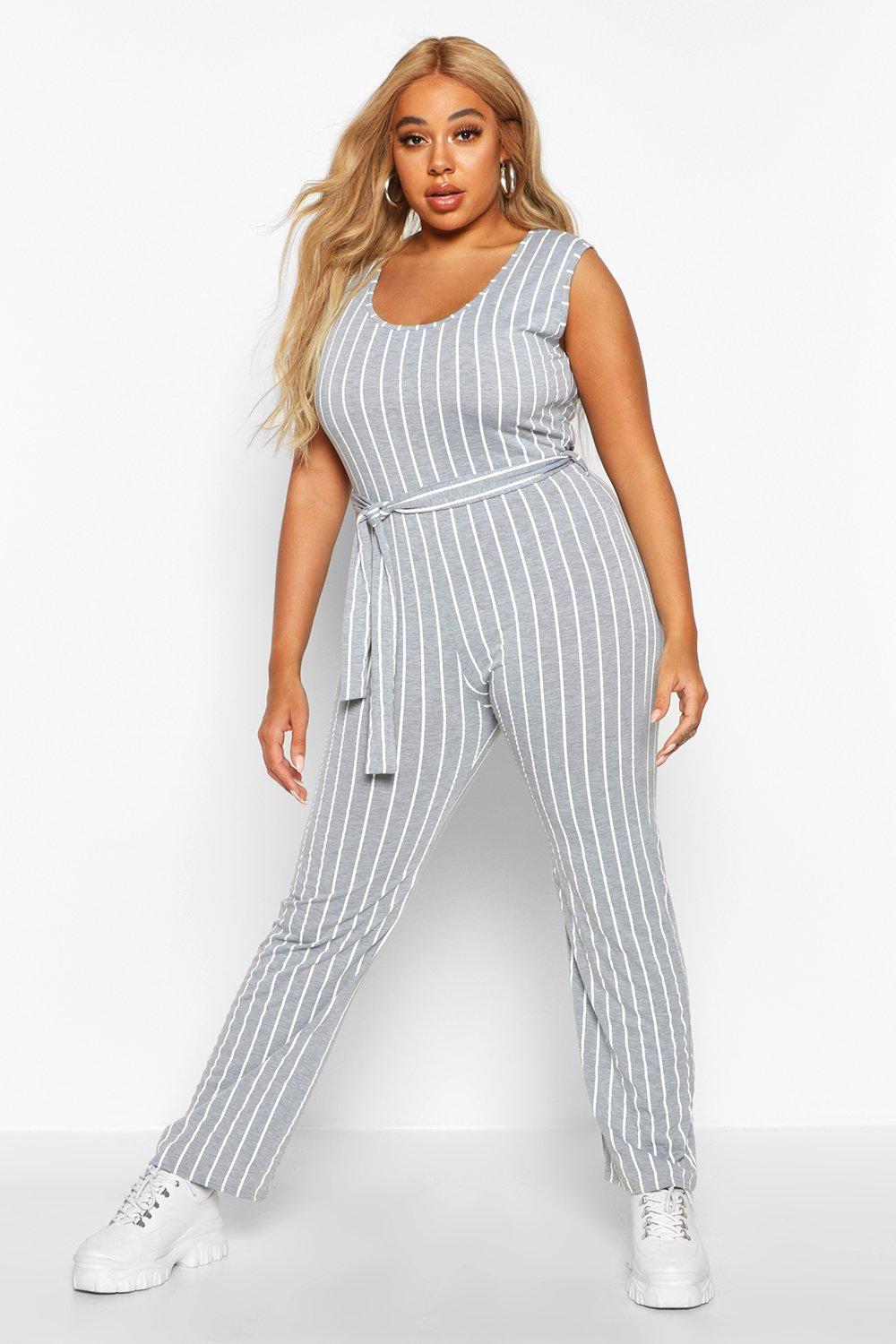 boohoo pinstripe jumpsuit