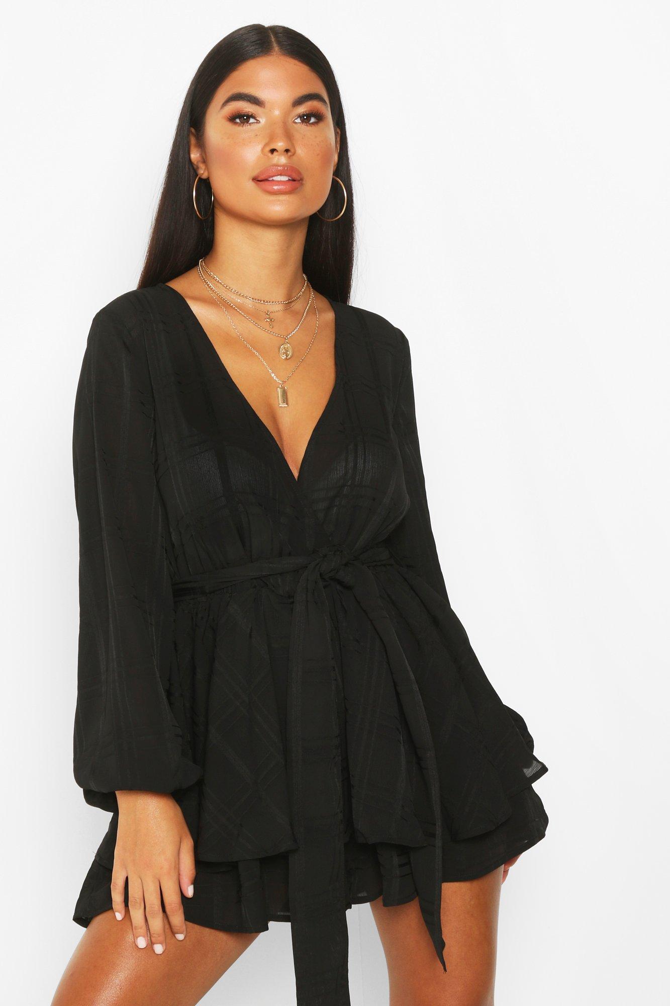 black ruffle playsuit