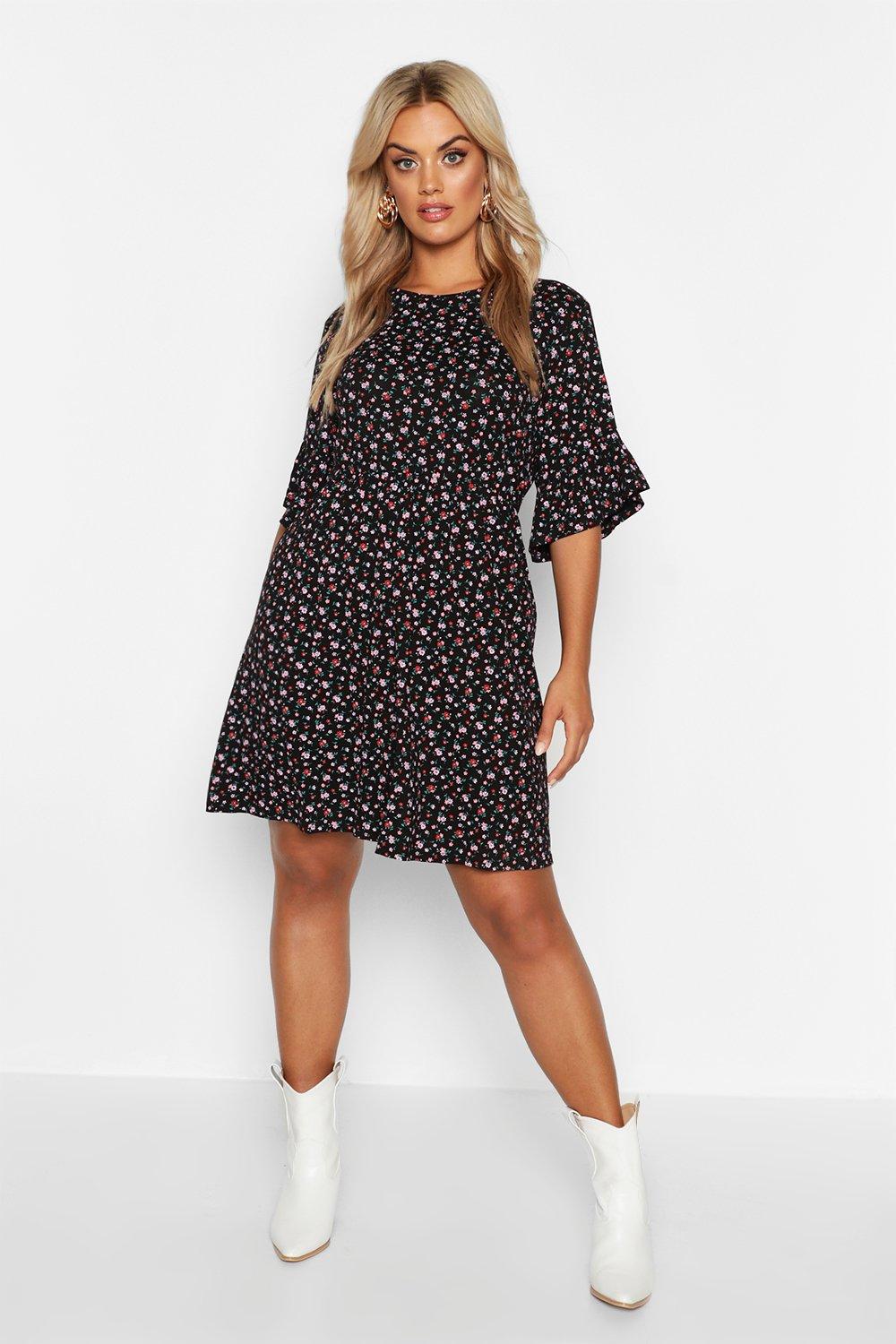 ditsy floral smock dress