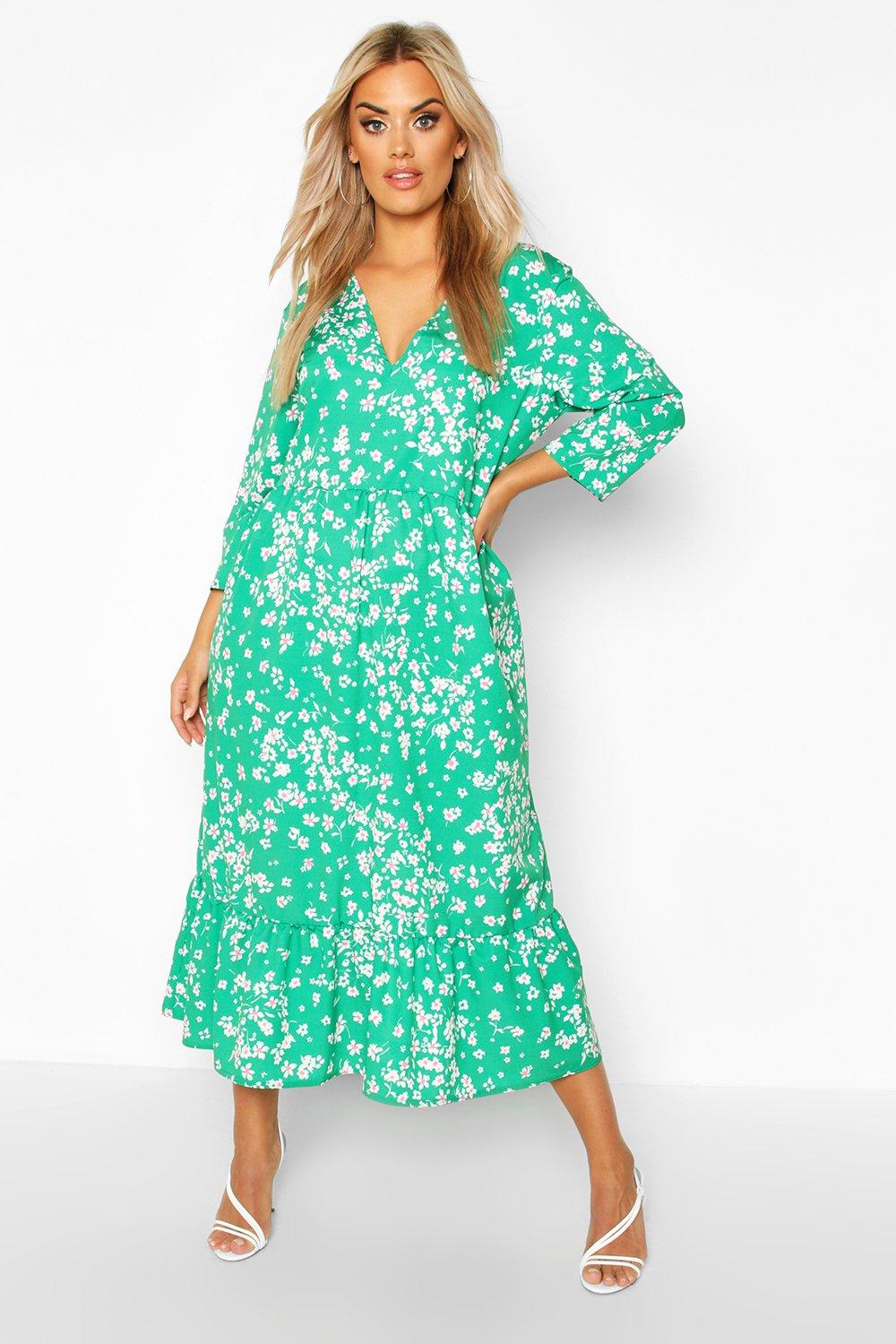 floral green midi dress