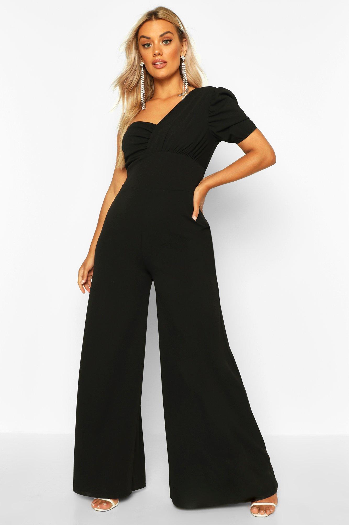 boohoo one shoulder jumpsuit