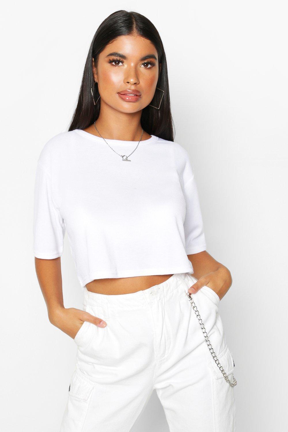 

Petite — Свободная футболка в рубчик, White