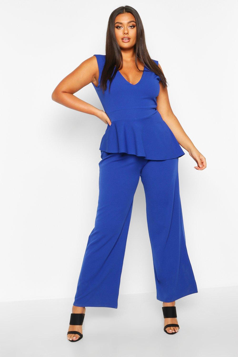 plus plunge wide leg jumpsuit