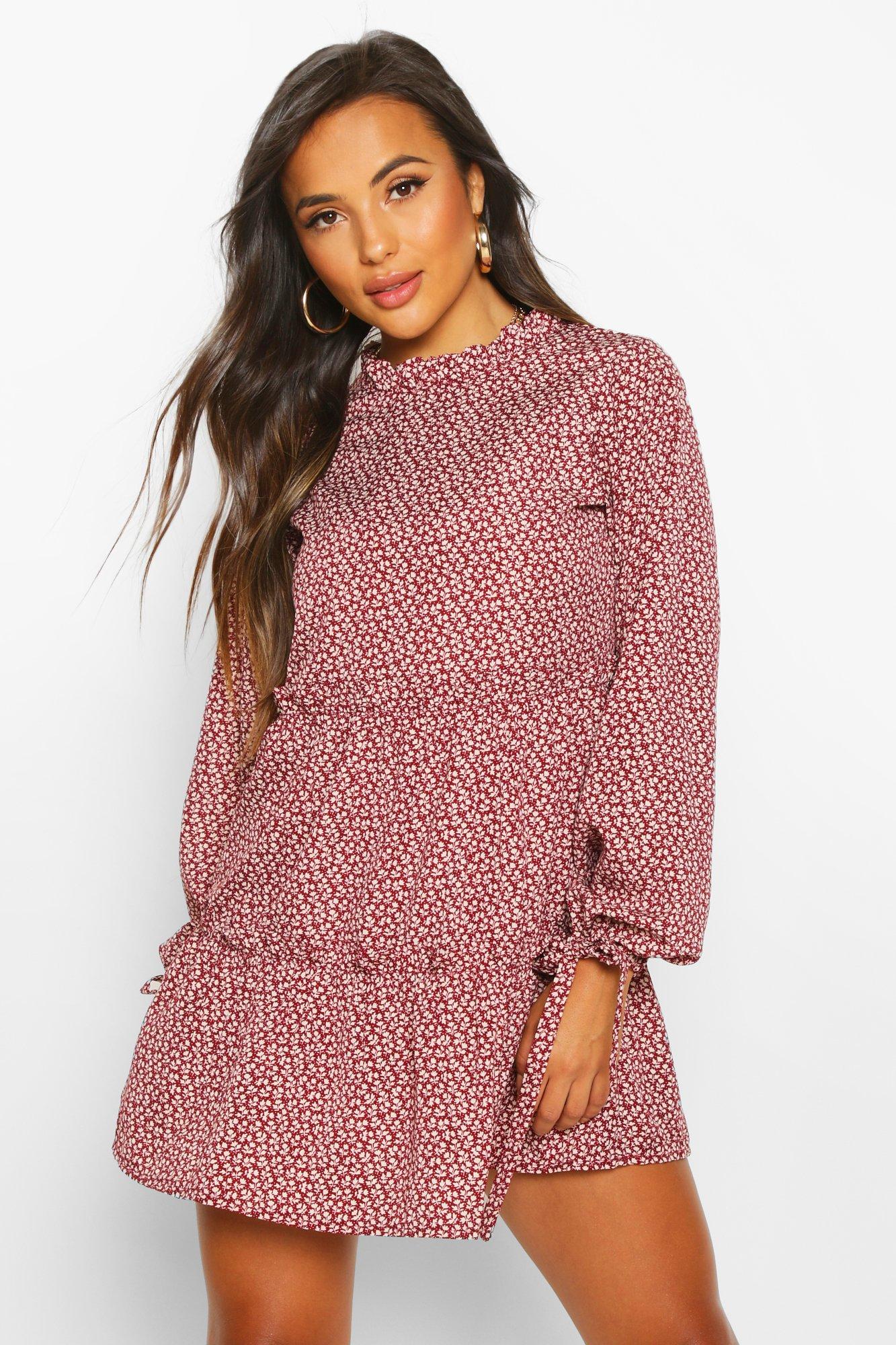 high neck smock dress