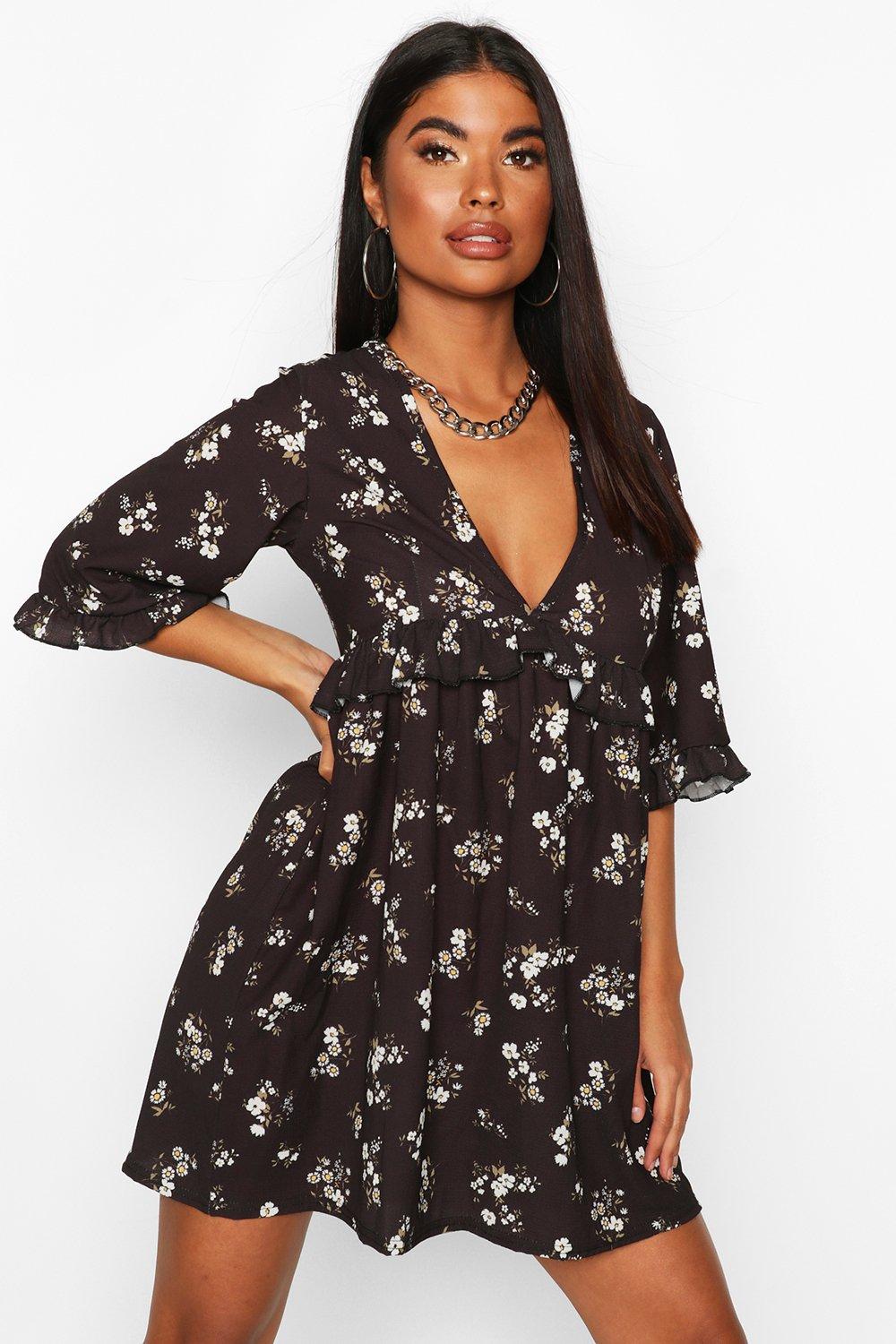 

Petite — Свободное платье с цветочным принтом, Black