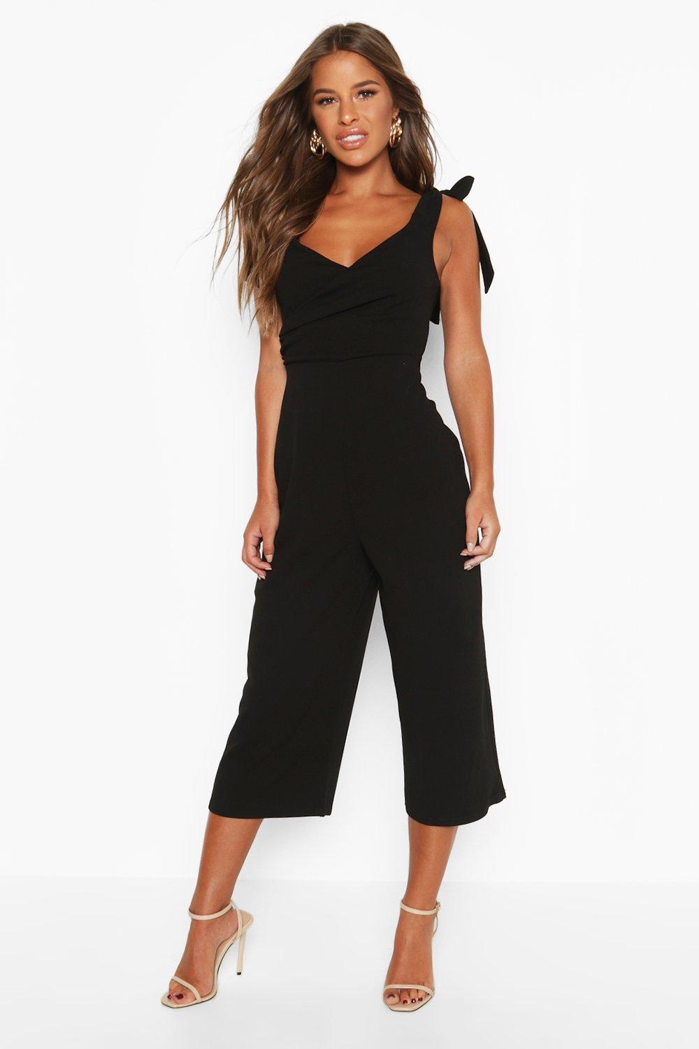 petite black culotte jumpsuit
