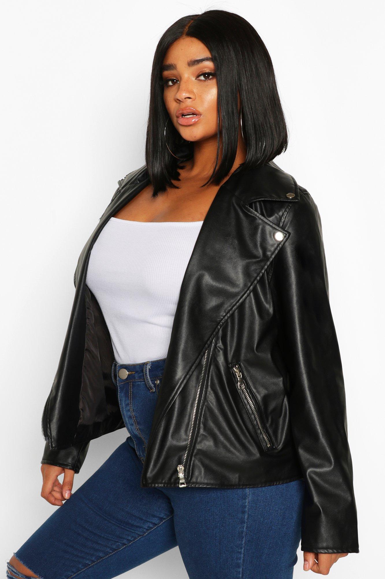 plus faux leather jacket