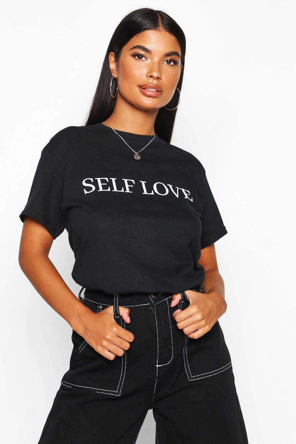 

Petite — Футболка со слоганом Self Love, Black