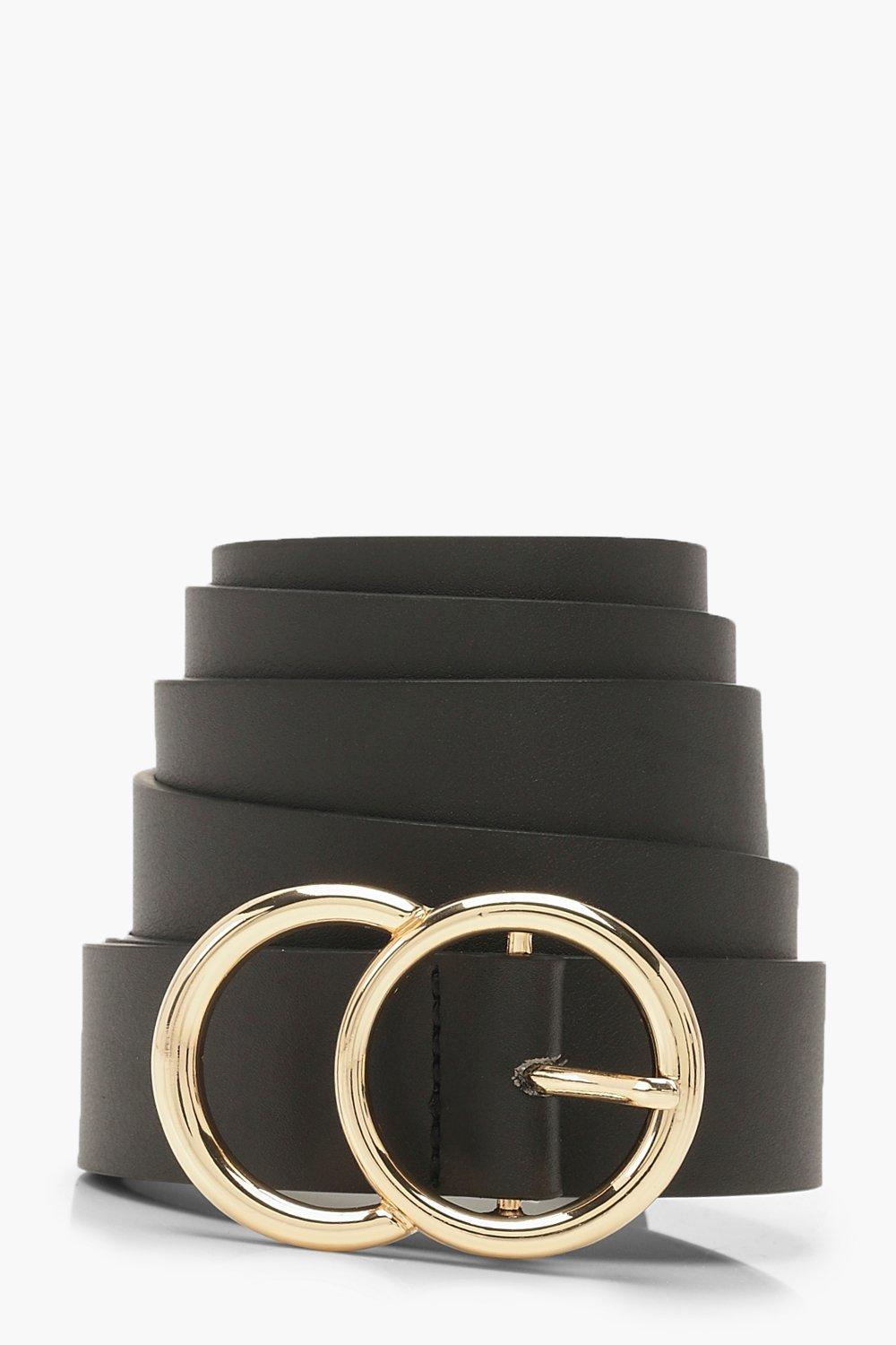 Womens Plus Gold O Ring Boyfriend Belt Black One Size Black