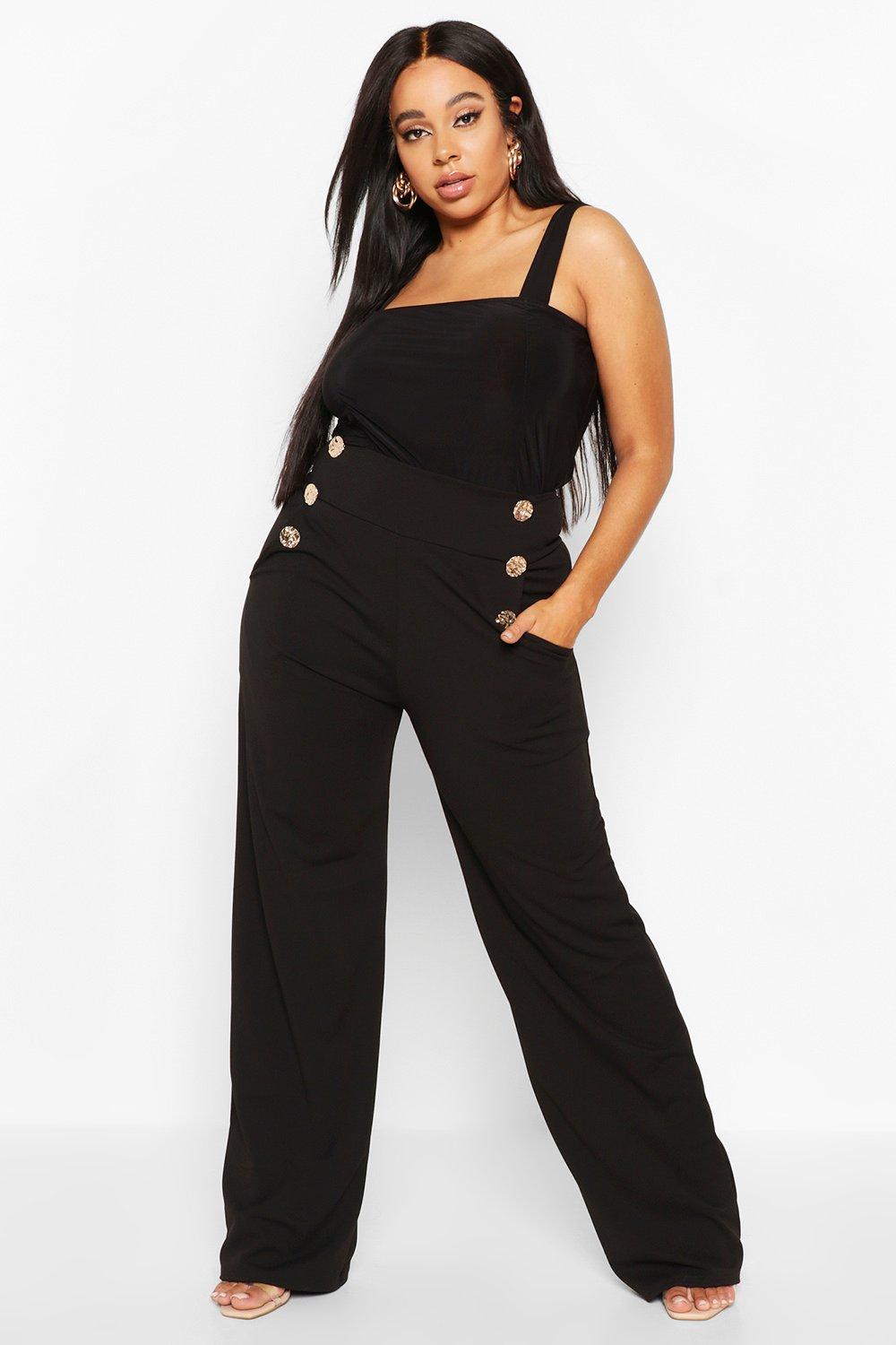 high waisted fitted black trousers