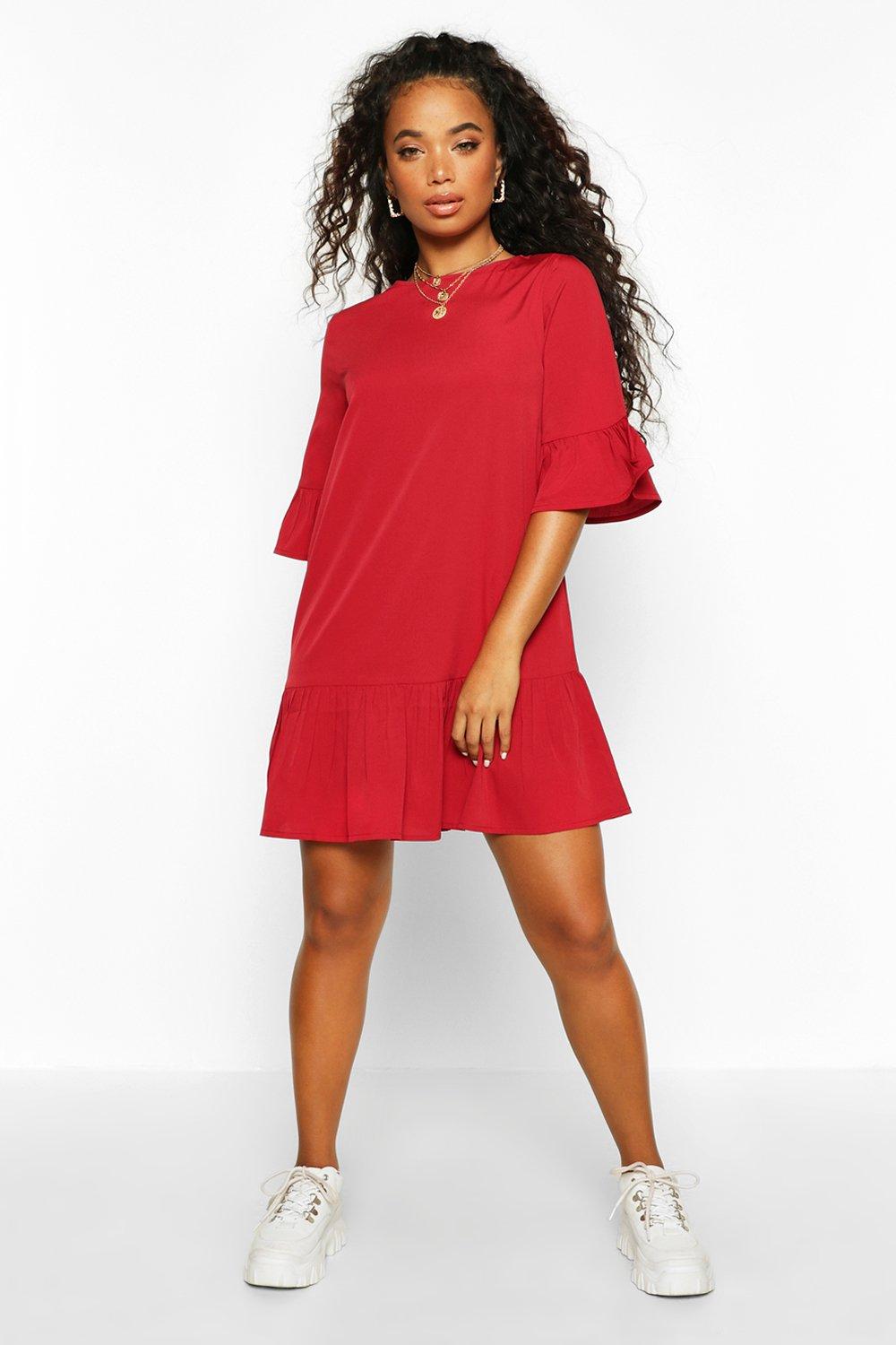 

Petite — Свободное платье с оборками по краю, Red